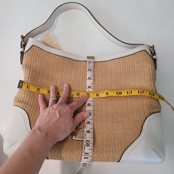 Michael Kors Millbrook Wicker Straw Hobo Shoulder Bag Beige - Picture 11 of 12